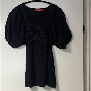 Elle Black Puff Sleeve Embellished Blouse